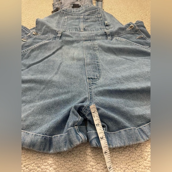 90s Route 66 Light Blue Denim Short Overalls - Picture 4 of 5